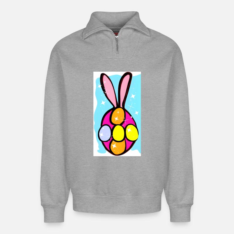 Bunte Osterhasen-Eier Illustration - Relaxed Unisex Organic Half Zip Sweatshirt – von SPREAD - Grau meliert