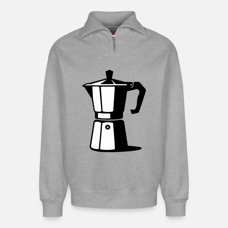 Espresso pot - Relaxed Unisex Organic Half Zip Sweatshirt – by SPREAD - heather grey