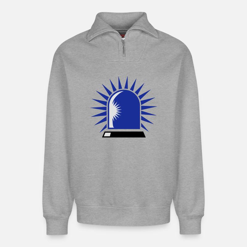 Blaulicht - Relaxed Unisex Organic Half Zip Sweatshirt – von SPREAD - Grau meliert