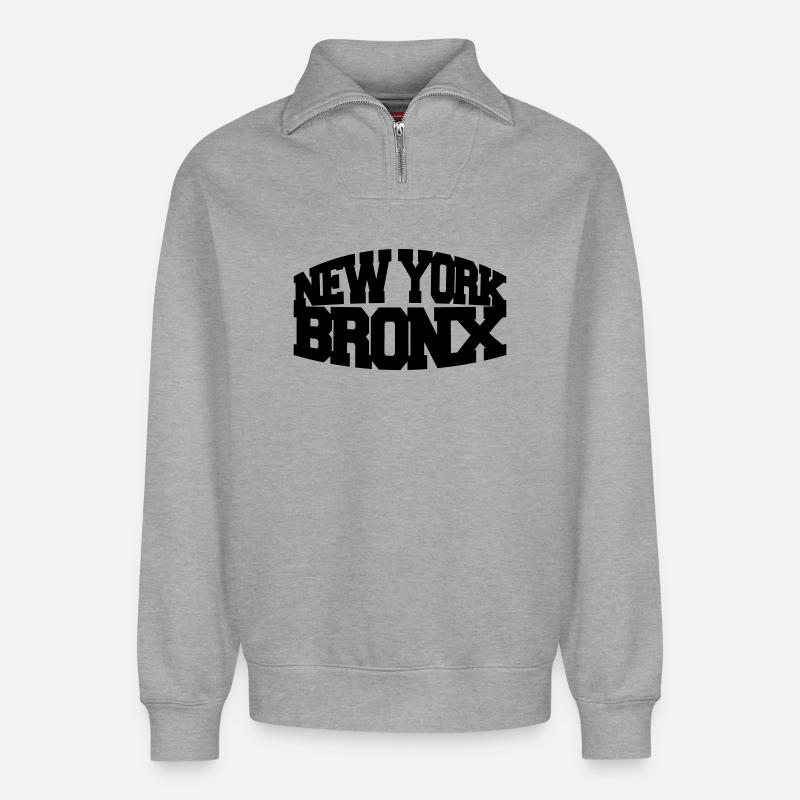 new york bronx - Relaxed Unisex Organic Half Zip Sweatshirt – von SPREAD - Grau meliert