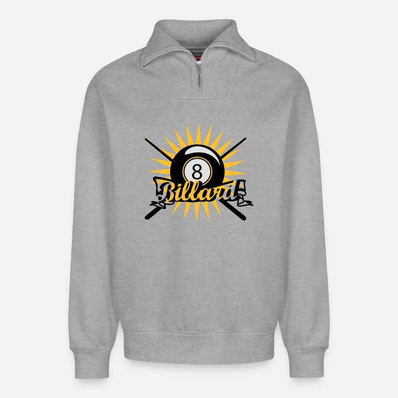 Une boule de billard - Sweat unisexe décontracté en coton biologique à demi-zip – de SPREAD - gris chiné