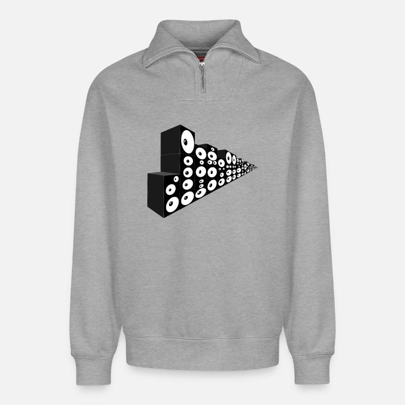 Mur de son infini - Sweat unisexe décontracté en coton biologique à demi-zip – de SPREAD - gris chiné