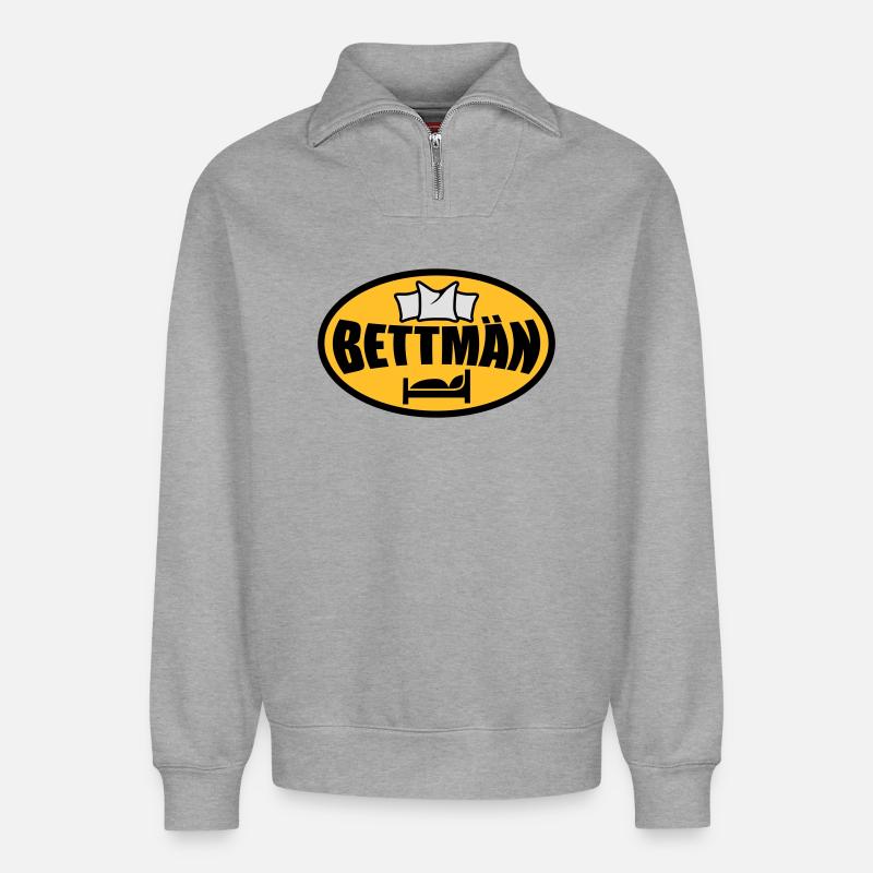 Bettman - Relaxed Unisex Organic Half Zip Sweatshirt – von SPREAD - Grau meliert