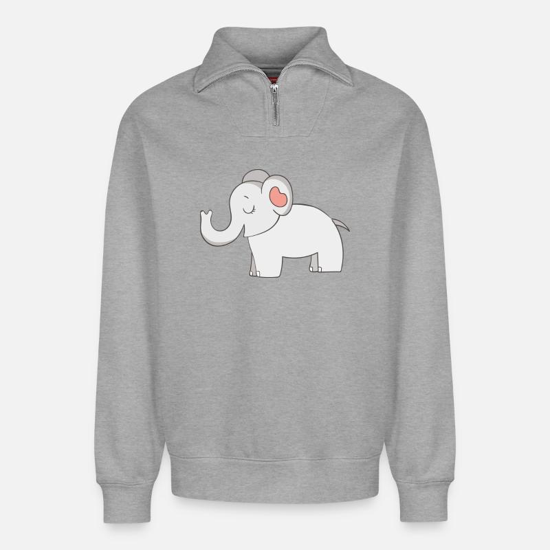 Elefant - Relaxed Unisex Organic Half Zip Sweatshirt – von SPREAD - Grau meliert