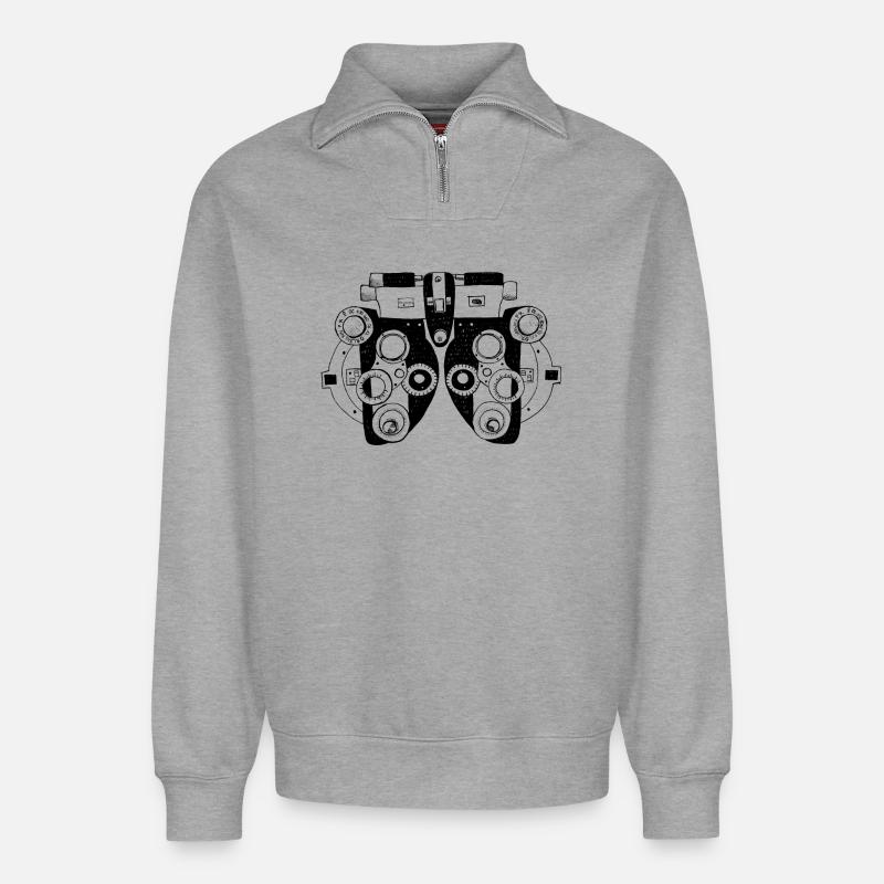 Phoropter - Sweat unisexe décontracté en coton biologique à demi-zip – de SPREAD - gris chiné