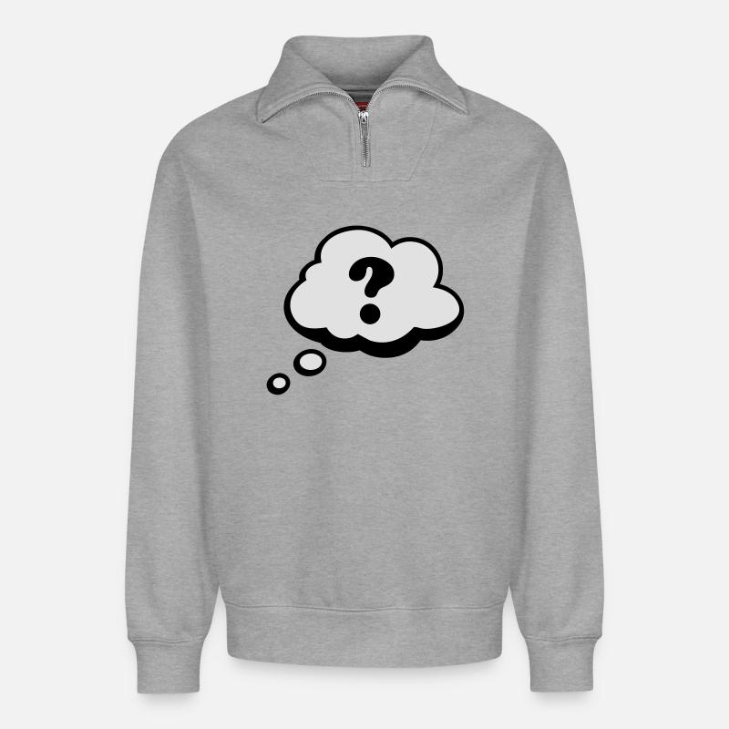 Comic speech bubble question mark - Relaxed Unisex Organic Half Zip Sweatshirt – by SPREAD - heather grey