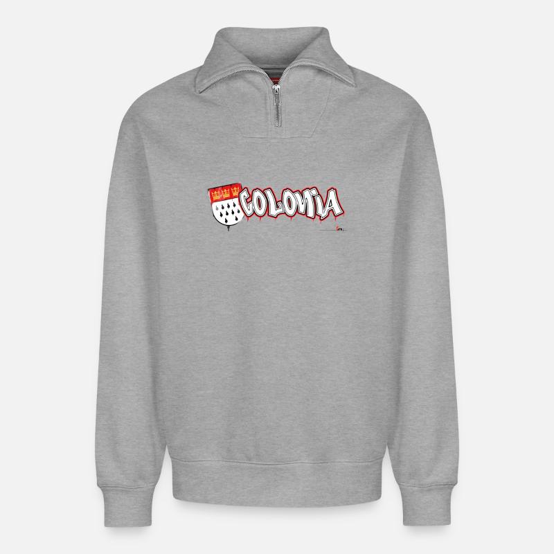 Colonia Graffiti - Relaxed Unisex Organic Half Zip Sweatshirt – von SPREAD - Grau meliert