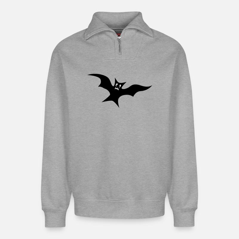 Bat - Relaxed Unisex Organic Half Zip Sweatshirt – by SPREAD - heather grey
