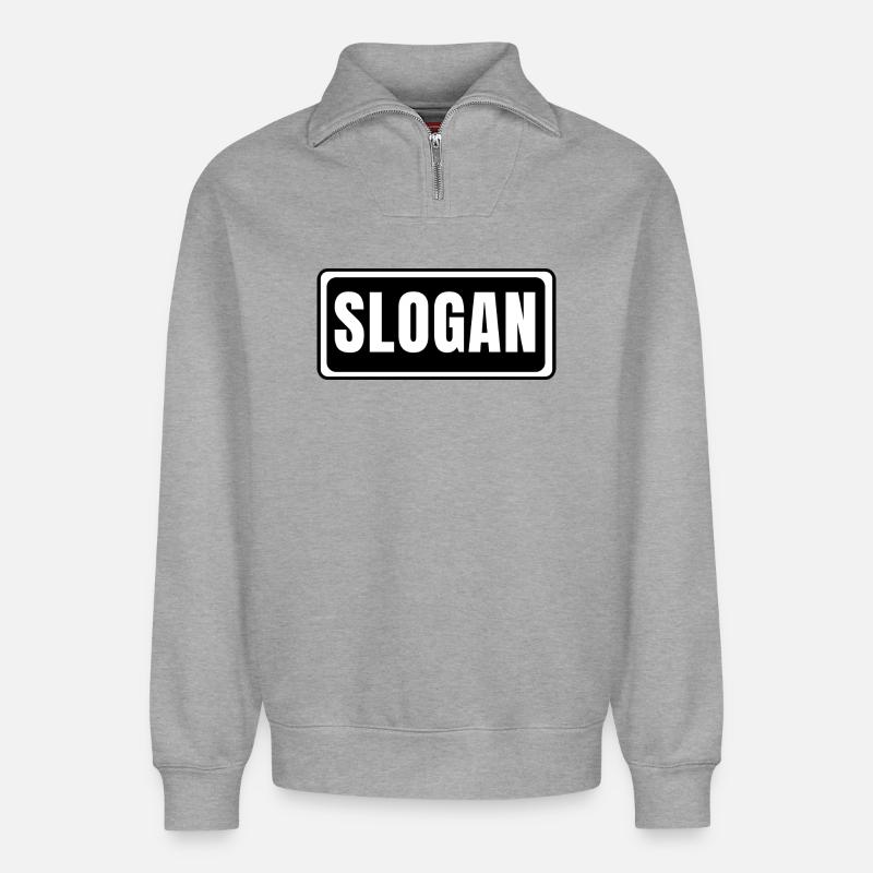 Slogan - Relaxed Unisex Organic Half Zip Sweatshirt – von SPREAD - Grau meliert