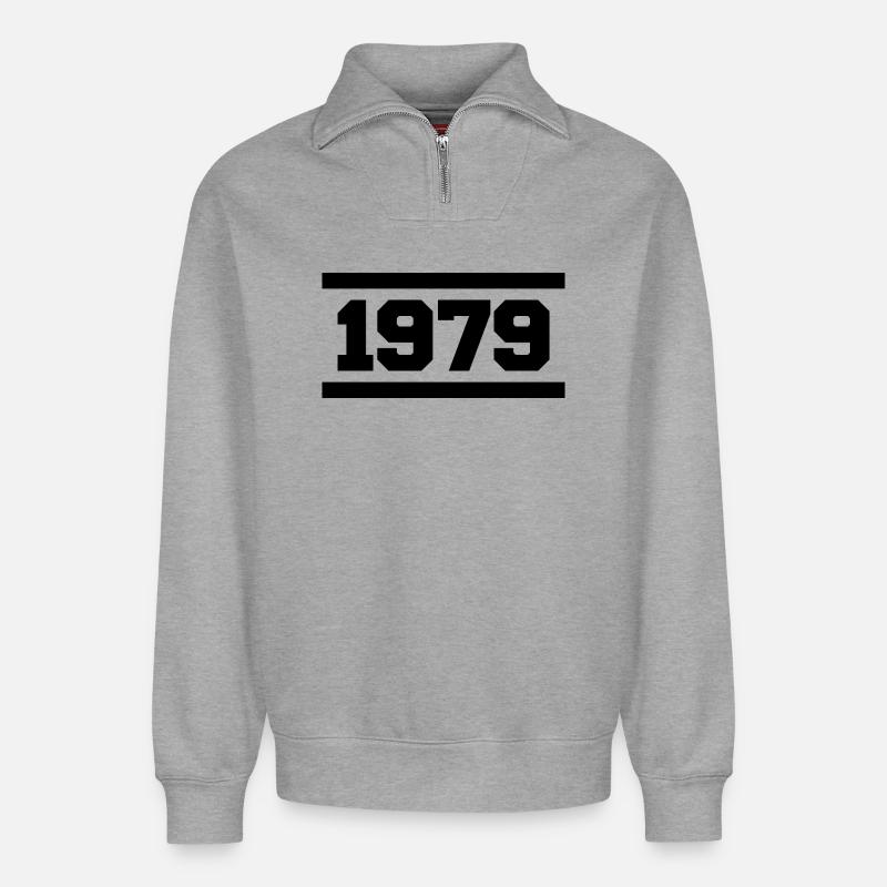 1979 - Relaxed Unisex Organic Half Zip Sweatshirt – von SPREAD - Grau meliert