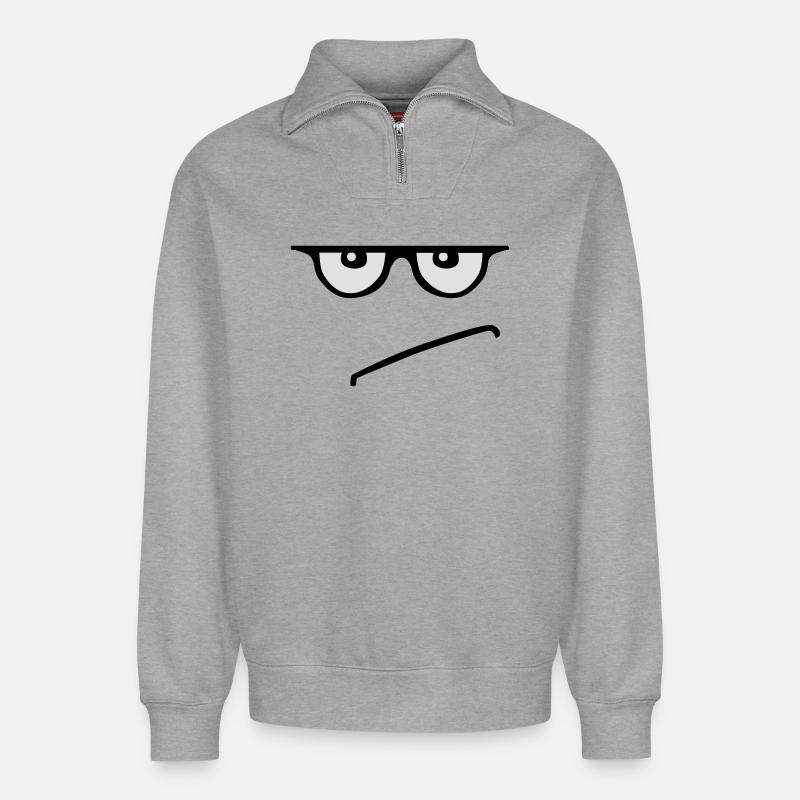 grumpy - Relaxed Unisex Organic Half Zip Sweatshirt – by SPREAD - heather grey