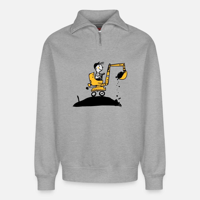 Bagger im Retro Stil - Relaxed Unisex Organic Half Zip Sweatshirt – von SPREAD - Grau meliert