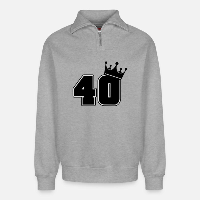 40 - Relaxed Unisex Organic Half Zip Sweatshirt – von SPREAD - Grau meliert