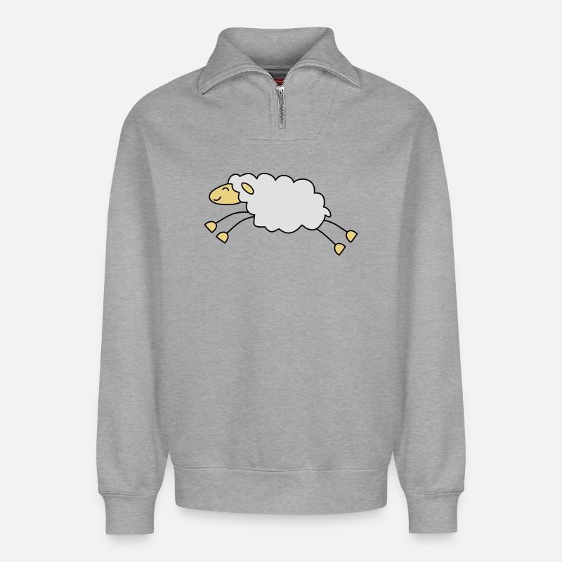 springendes schaf schäfer - Relaxed Unisex Organic Half Zip Sweatshirt – von SPREAD - Grau meliert