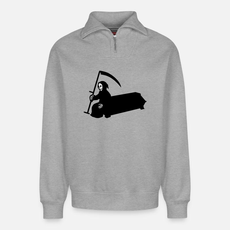 sarg sense halloween - Relaxed Unisex Organic Half Zip Sweatshirt – von SPREAD - Grau meliert