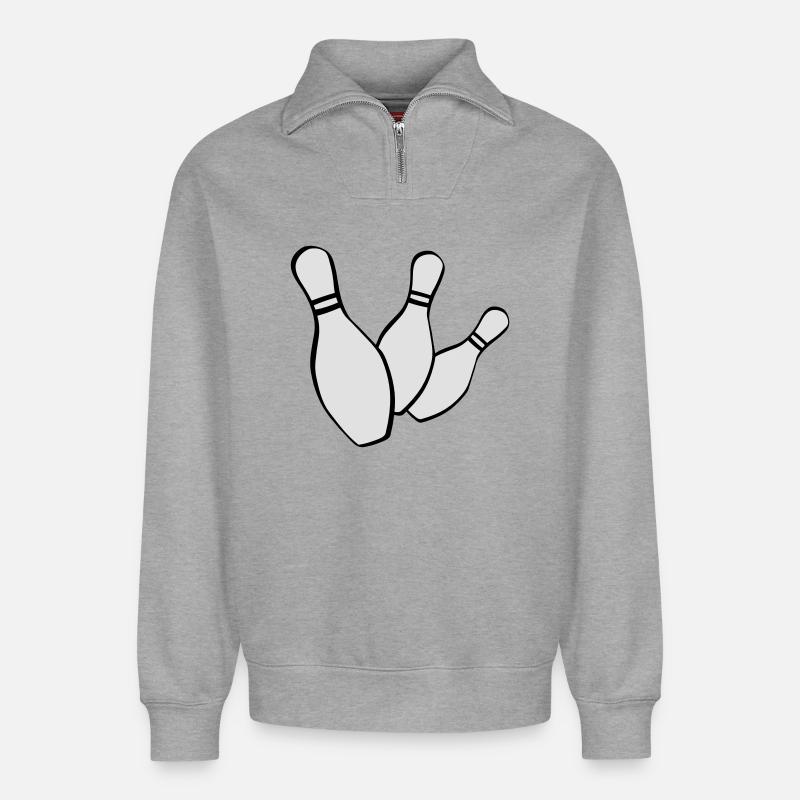bowling kegeln - Relaxed Unisex Organic Half Zip Sweatshirt – von SPREAD - Grau meliert