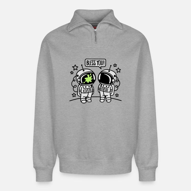 Bless you! - Relaxed Unisex Organic Half Zip Sweatshirt – by SPREAD - heather grey