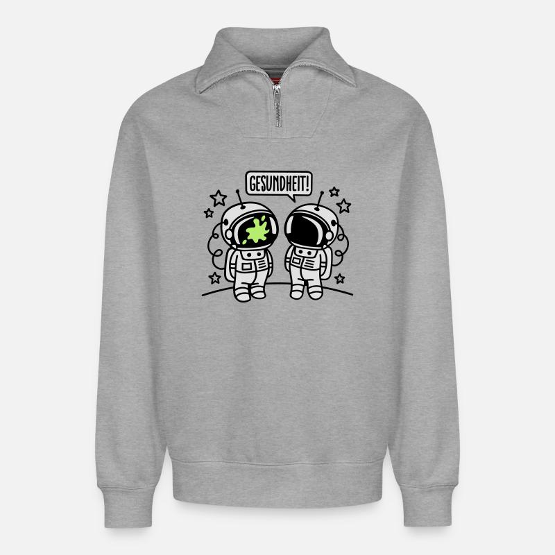 Gesundheit! - Relaxed Unisex Organic Half Zip Sweatshirt – von SPREAD - Grau meliert