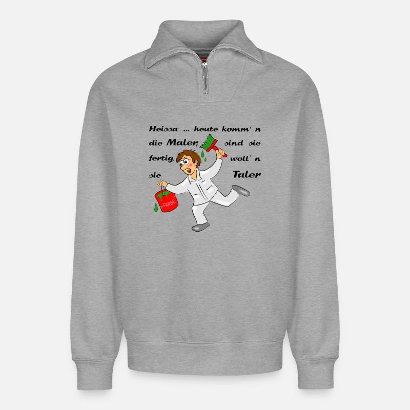 maler handwerk - Relaxed Unisex Organic Half Zip Sweatshirt – von SPREAD - Grau meliert