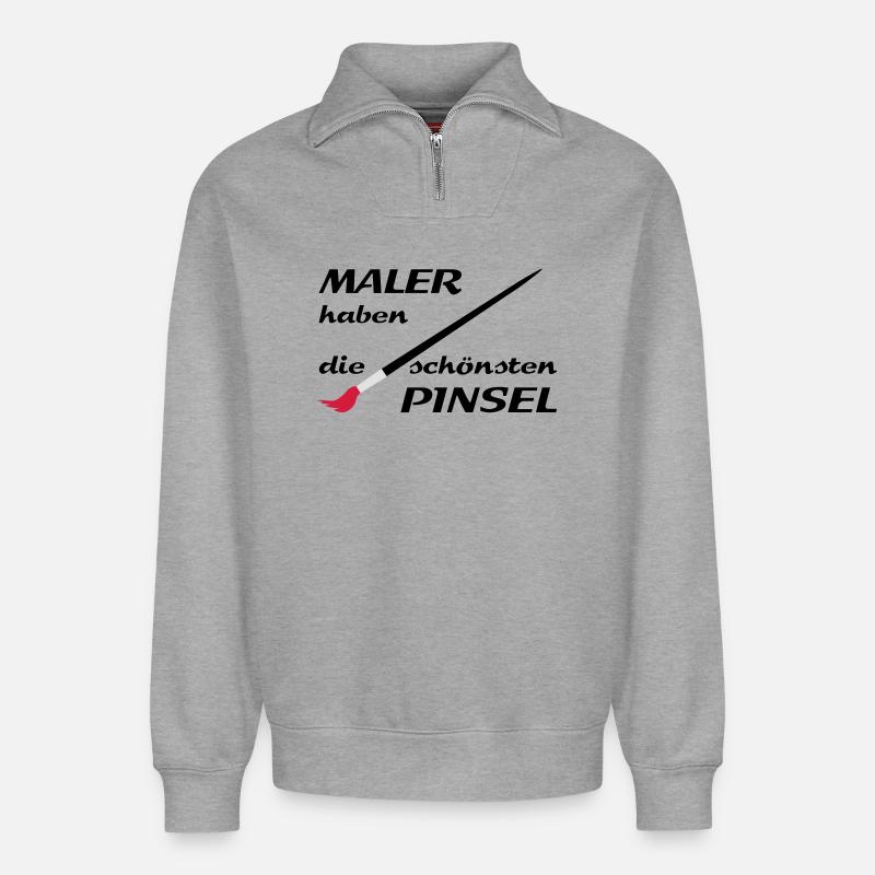 maler handwerker - Relaxed Unisex Organic Half Zip Sweatshirt – von SPREAD - Grau meliert