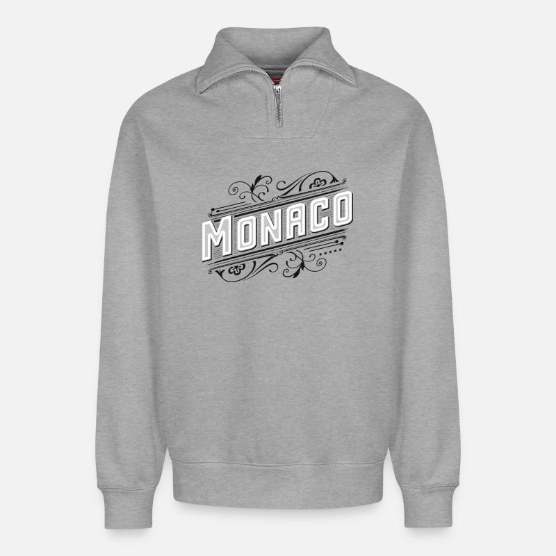 Monaco - Sweat unisexe décontracté en coton biologique à demi-zip – de SPREAD - gris chiné