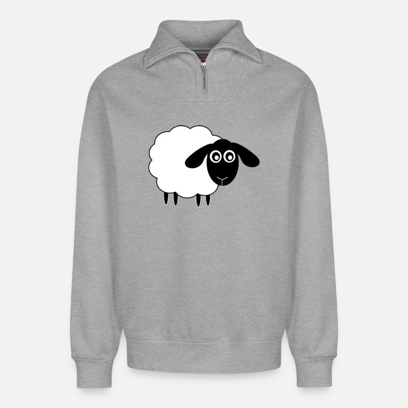 Schaf - Relaxed Unisex Organic Half Zip Sweatshirt – von SPREAD - Grau meliert