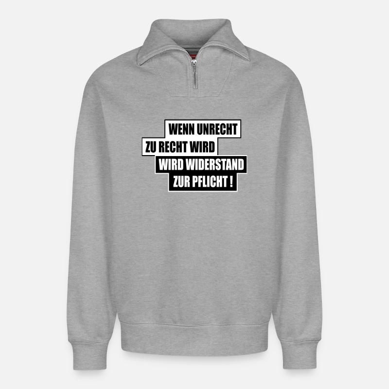 WENN UNRECHT ZU RECHT WIRD - Relaxed Unisex Organic Half Zip Sweatshirt – von SPREAD - Grau meliert