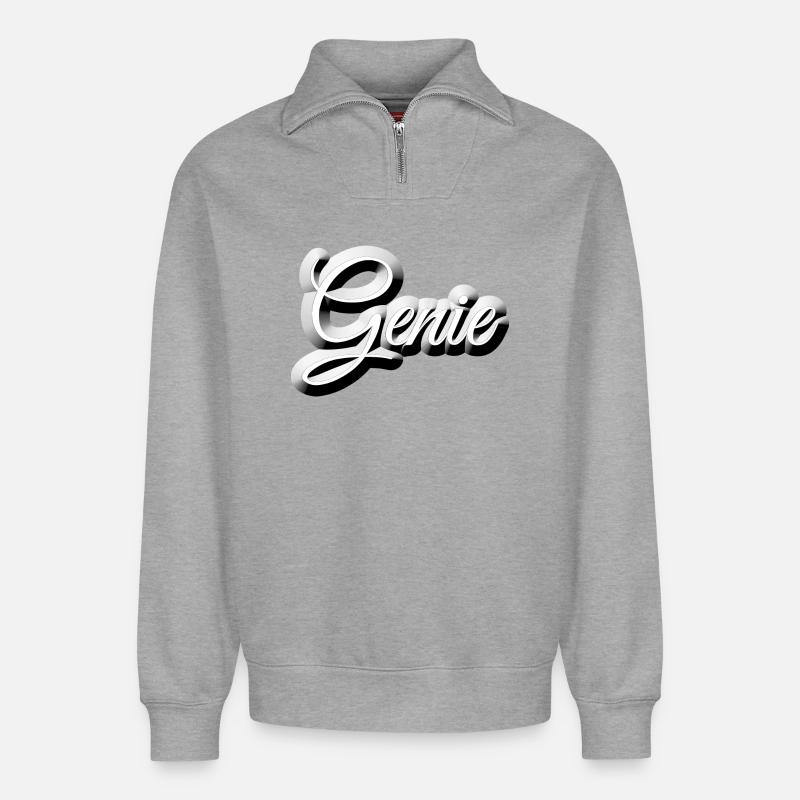 Nerd - GENIE - Relaxed Unisex Organic Half Zip Sweatshirt – von SPREAD - Grau meliert
