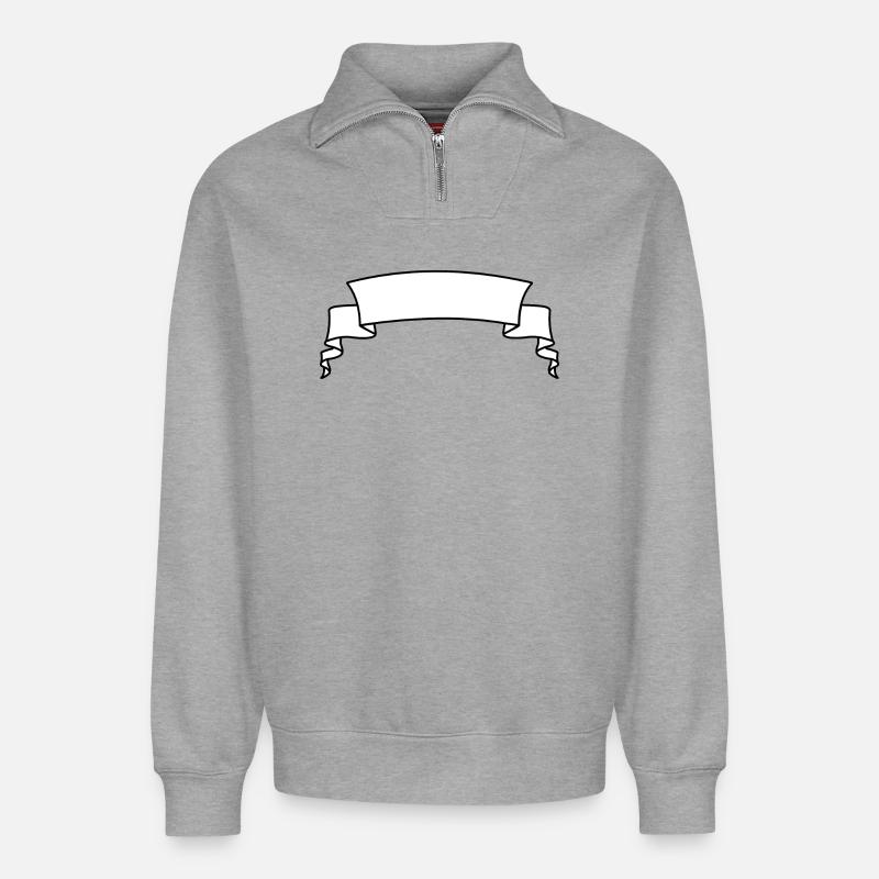 Text Banner weiß - Relaxed Unisex Organic Half Zip Sweatshirt – von SPREAD - Grau meliert