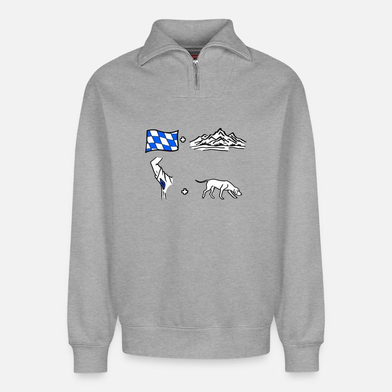 Bilderrätsel BGS - Relaxed Unisex Organic Half Zip Sweatshirt – von SPREAD - Grau meliert