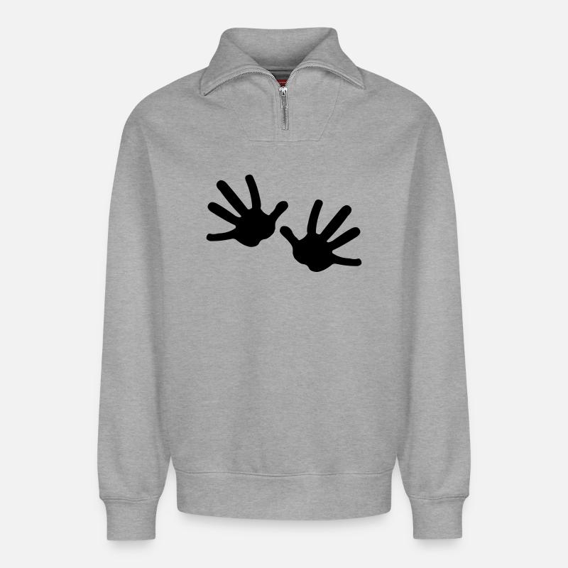 Zwei Hände - Relaxed Unisex Organic Half Zip Sweatshirt – von SPREAD - Grau meliert