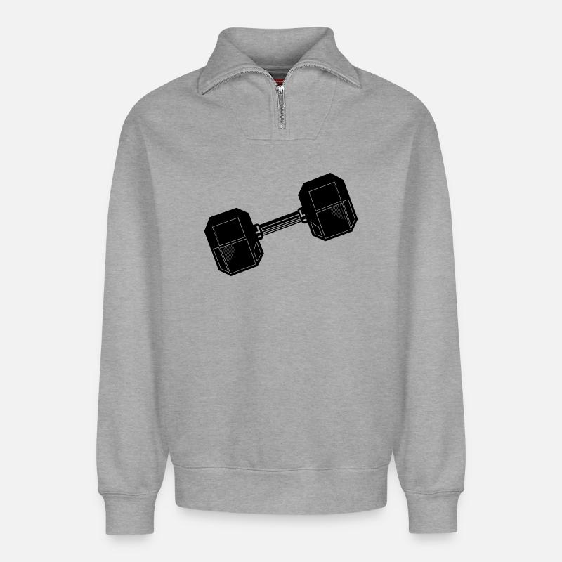 Hantel-Gewichtshalter - Relaxed Unisex Organic Half Zip Sweatshirt – von SPREAD - Grau meliert