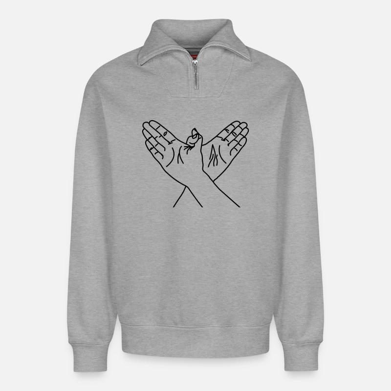 Freiheit der Handgesten - Relaxed Unisex Organic Half Zip Sweatshirt – von SPREAD - Grau meliert