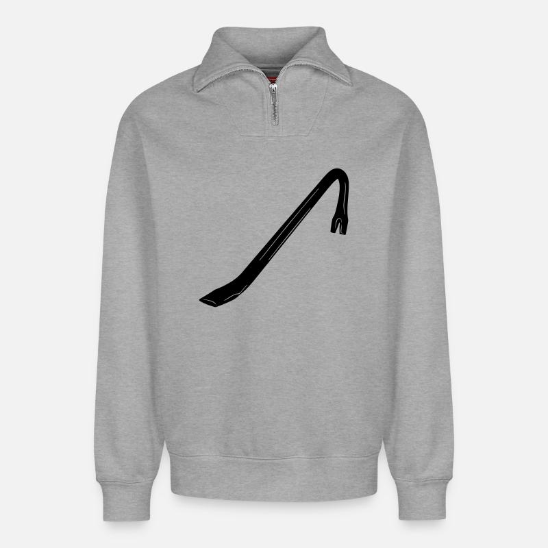 Pied-de-biche un pied-de-biche - Sweat unisexe décontracté en coton biologique à demi-zip – de SPREAD - gris chiné