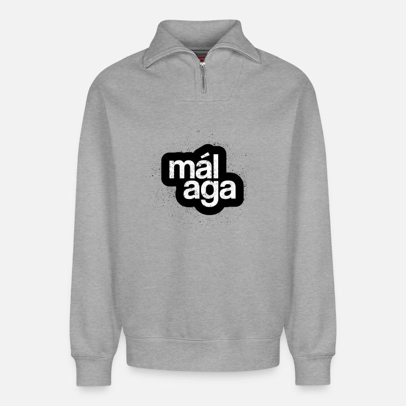Malaga - Relaxed Unisex Organic Half Zip Sweatshirt – von SPREAD - Grau meliert