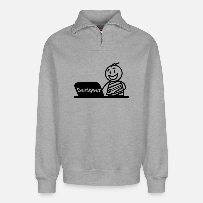 Work laptop designer - Relaxed Unisex Organic Half Zip Sweatshirt – by SPREAD - heather grey