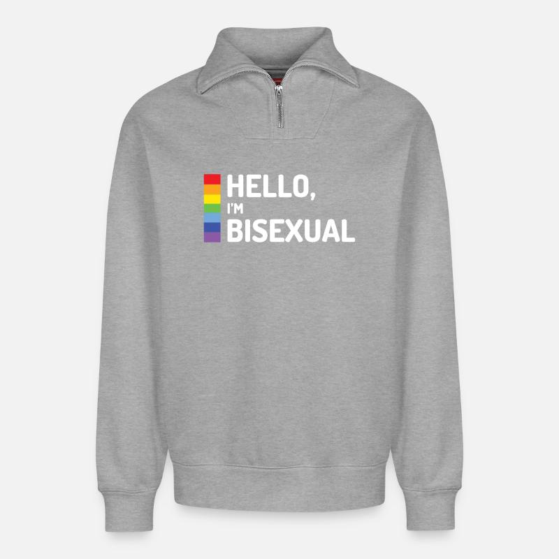 Hallo, ich bin bisexuell - Relaxed Unisex Organic Half Zip Sweatshirt – von SPREAD - Grau meliert