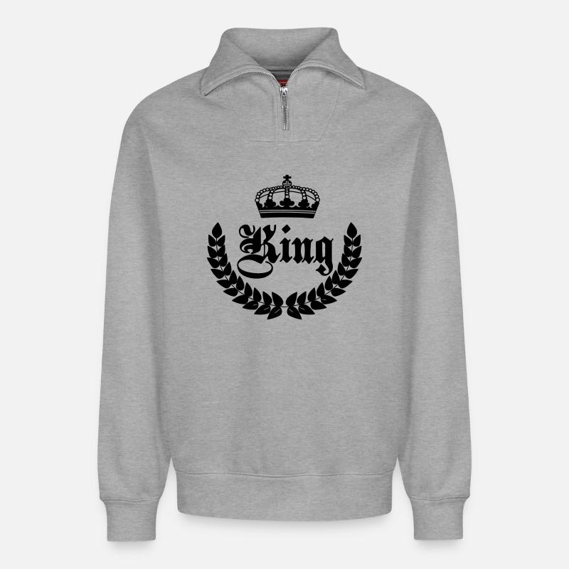Königskrone - Relaxed Unisex Organic Half Zip Sweatshirt – von SPREAD - Grau meliert