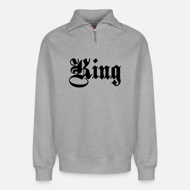 King 5. - Relaxed Unisex Organic Half Zip Sweatshirt – by SPREAD - heather grey