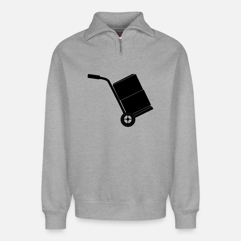 Trolley Mover mit zwei Boxen - Relaxed Unisex Organic Half Zip Sweatshirt – von SPREAD - Grau meliert