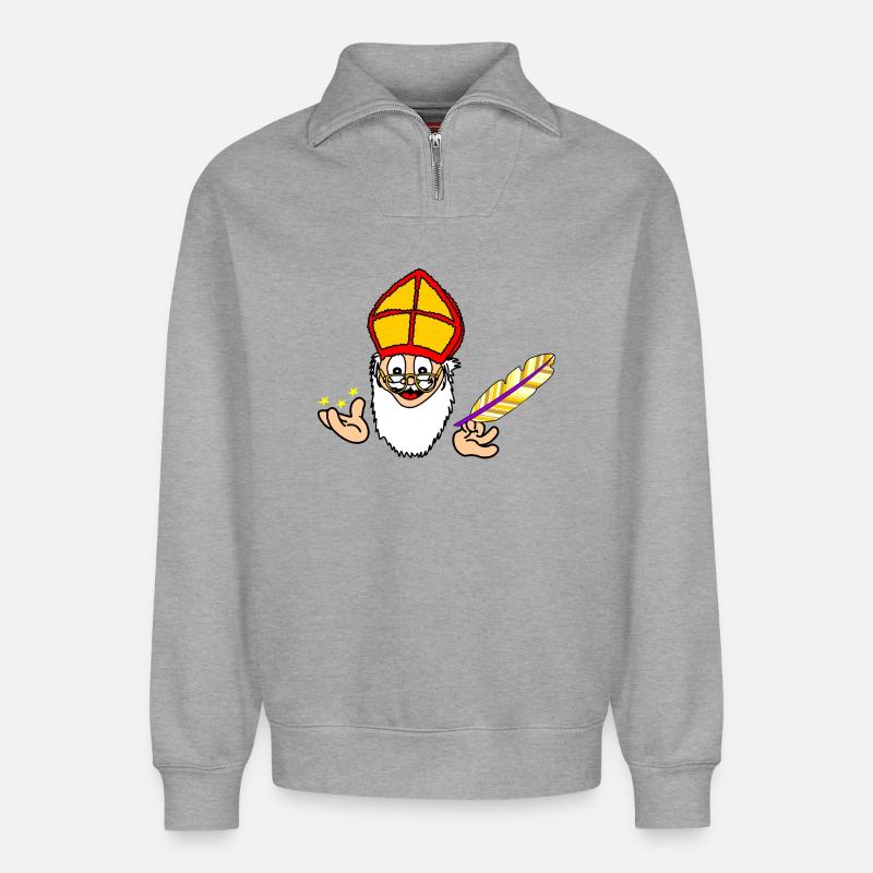 Santa Claus - Relaxed Unisex Organic Half Zip Sweatshirt – by SPREAD - heather grey