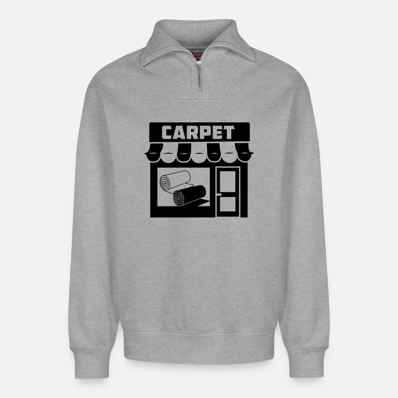 Teppichrollen-Logo im Geschäft - Relaxed Unisex Organic Half Zip Sweatshirt – von SPREAD - Grau meliert