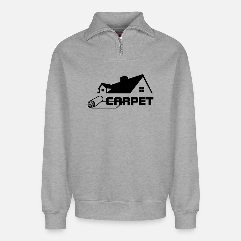Teppichrollen Logo mit Haus - Relaxed Unisex Organic Half Zip Sweatshirt – von SPREAD - Grau meliert