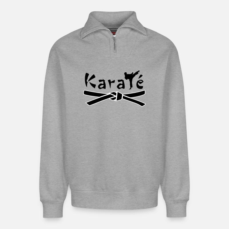 Karate - Relaxed Unisex Organic Half Zip Sweatshirt – von SPREAD - Grau meliert