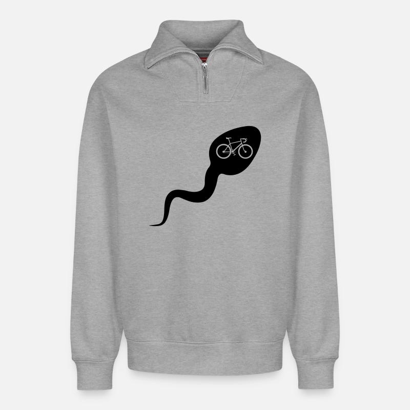 Sperm sperm bike - Relaxed Unisex Organic Half Zip Sweatshirt – by SPREAD - heather grey