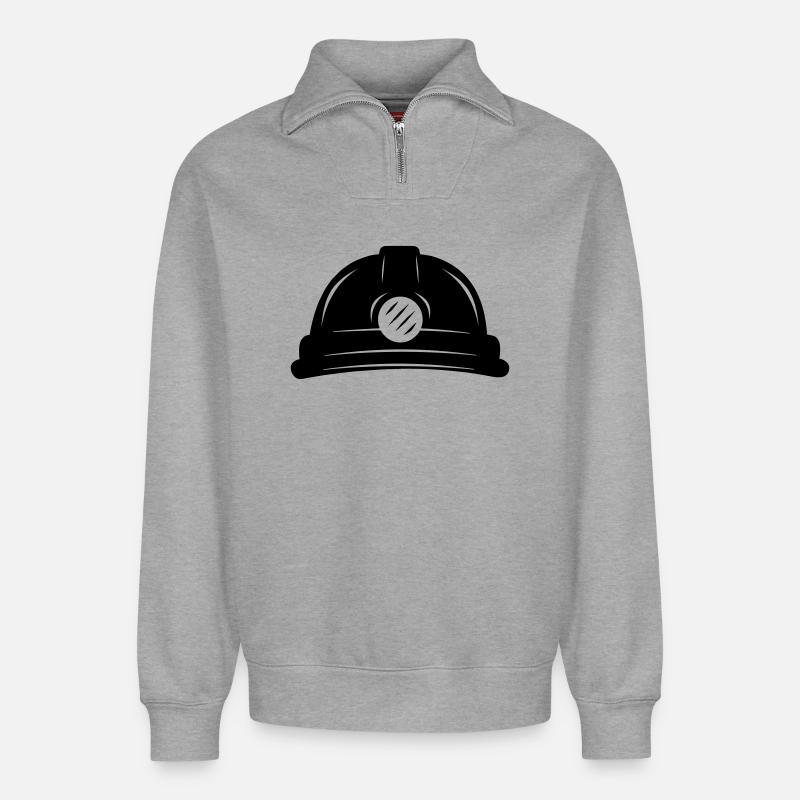 Bergmannshelm - Relaxed Unisex Organic Half Zip Sweatshirt – von SPREAD - Grau meliert