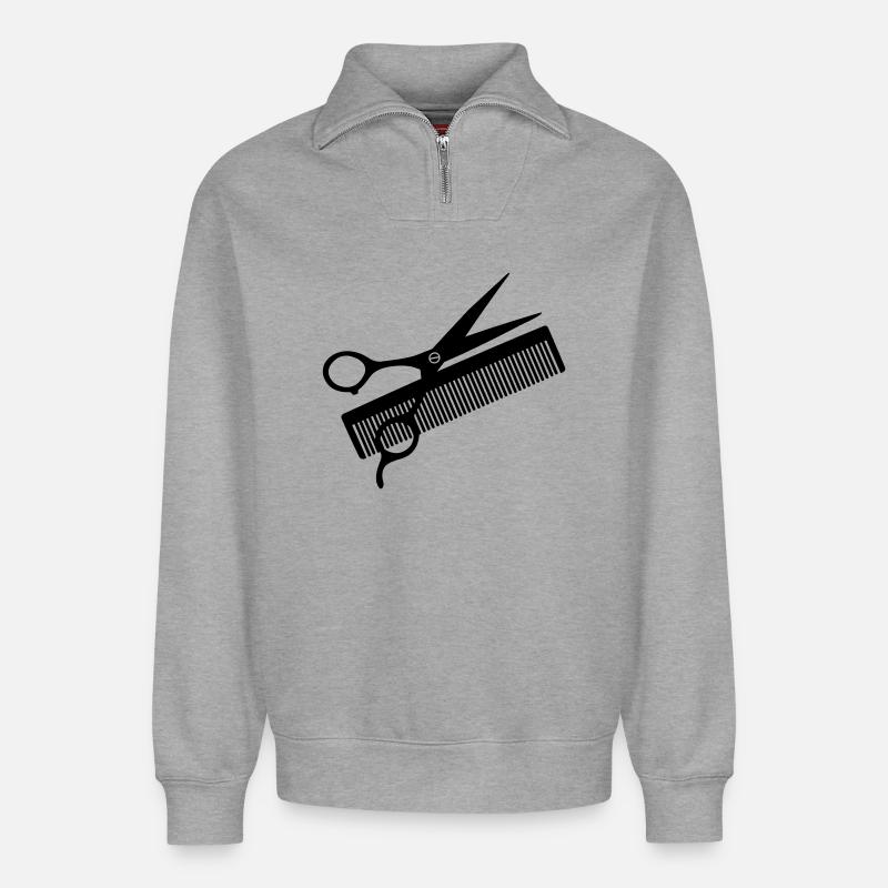 Logo Friseur - Relaxed Unisex Organic Half Zip Sweatshirt – von SPREAD - Grau meliert