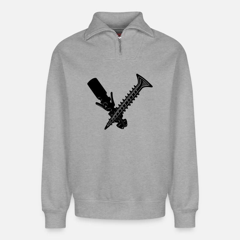 Schraube und Dübel - Relaxed Unisex Organic Half Zip Sweatshirt – von SPREAD - Grau meliert