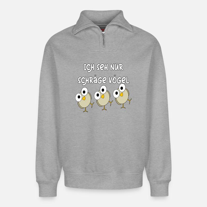 Schräge Vögel - Relaxed Unisex Organic Half Zip Sweatshirt – von SPREAD - Grau meliert