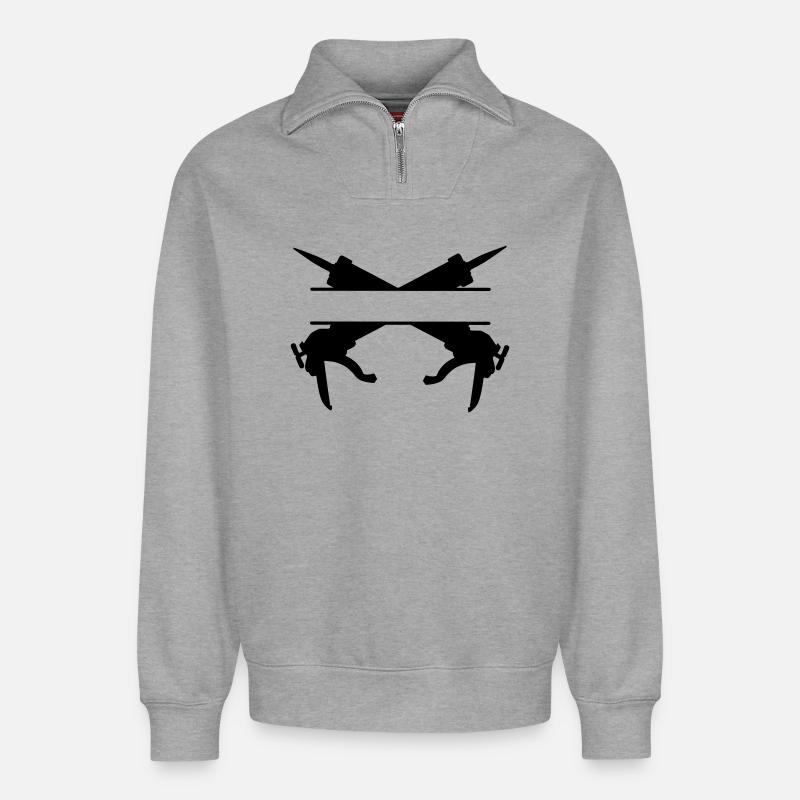 Caulking sprayer logo - Relaxed Unisex Organic Half Zip Sweatshirt – by SPREAD - heather grey